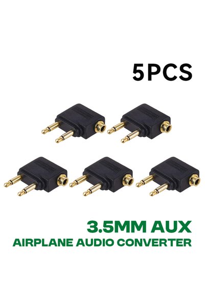 Choice 5PCS Black 1-10PCS Airplane Audio Adapter 3.5mm AUX Plug Aircraft Earp...