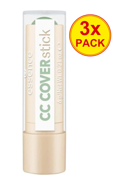 Essence Pachet de 3x CC COVERstick Stick corector, Verde 10, Esență, 6 g