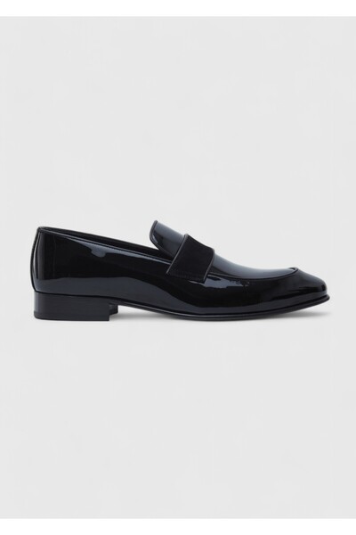 Ramsey Pantofi smoking clasici din piele lacuita neagra