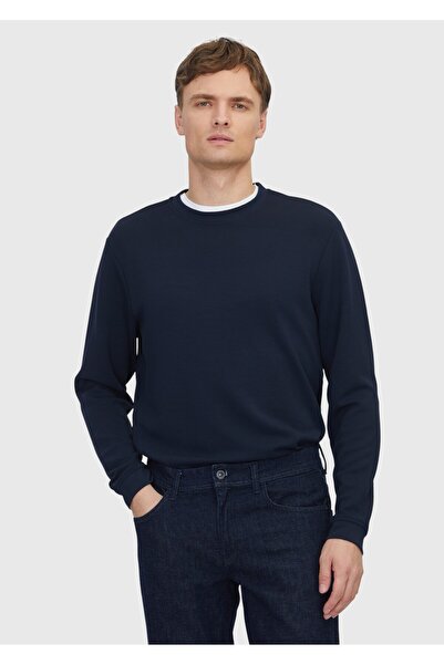 Ramsey Navy Blue Crew Neck Plain Sweatshirt