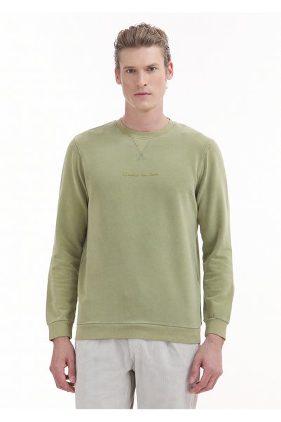 Ramsey Green Crew Neck Printed Sweatshirt