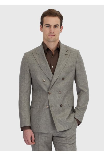 Ramsey Açık Vizon Mikro Zeroweight Slim Fit %100 Yün Takım Elbise