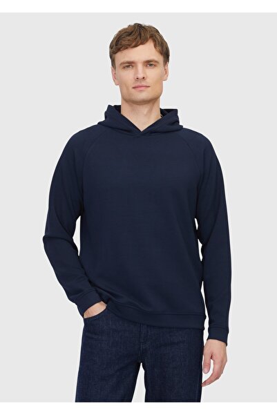 Ramsey Navy Blue Hooded Plain Sweatshirt