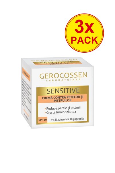 GEROCOSSEN Pachet 3x Cremă Anti-Pete și Pistrui SPF 30 cu Niacinamidă, Oligop...