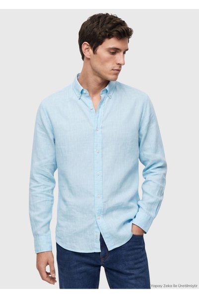 Ramsey Μπλουζάκι από 100% λινό, μακρύ, με ίσια γραμμή, casual εφαρμογή και υφ...