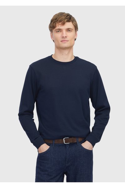 Ramsey Navy Blue Crew Neck Plain Sweatshirt