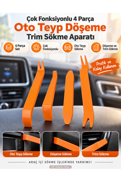Unichrome Çok Fonksiyonlu 4 Parça Oto Teyp Döşeme Trim Sökme Aparatı