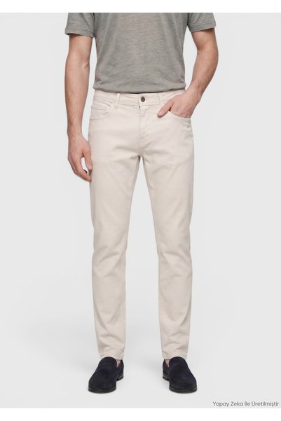 Ramsey Taş Dokuma Slim Fit Casual Pamuk Karışımlı Pantolon