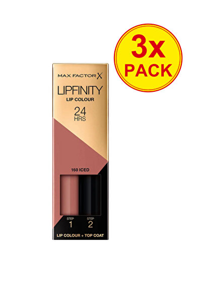 Max Factor 3x ΠΑΚΕΤΟ LIPFINITY σετ μακιγιάζ χειλιών # 160 παγωμένα 2 τεμάχια