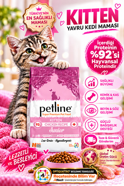 Petline Kondroitin Ve Taurin Destekli Tavuklu Yavru Kedi Maması 3kg ( 2 X 1,5...