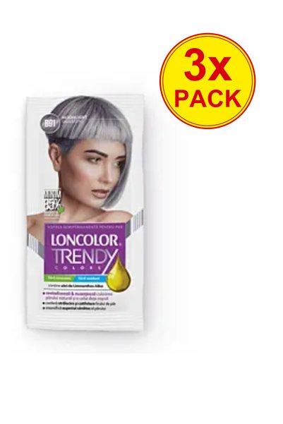 Loncolor Pachet de 3 vopsele de păr semipermanente fără amoniac, nuanța B91 g...