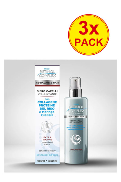 Retinol Complex 3x PACK Volumizing Hair Serum with Collagen, Rice Proteins & ...