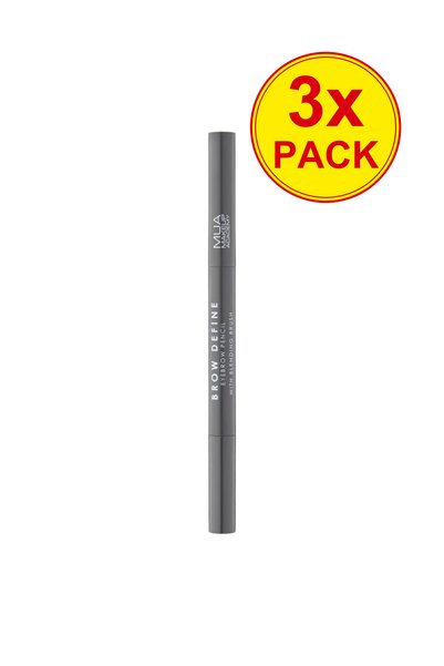 MUA Makeup Academy Pachet 3x Creion de sprâncene și pensulă – Gri