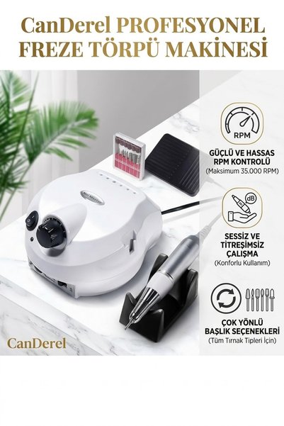 Canderel Kuaför Salonu Için Profesyonel Elektrikli Freze Tırnak Parlatıcı Tör...