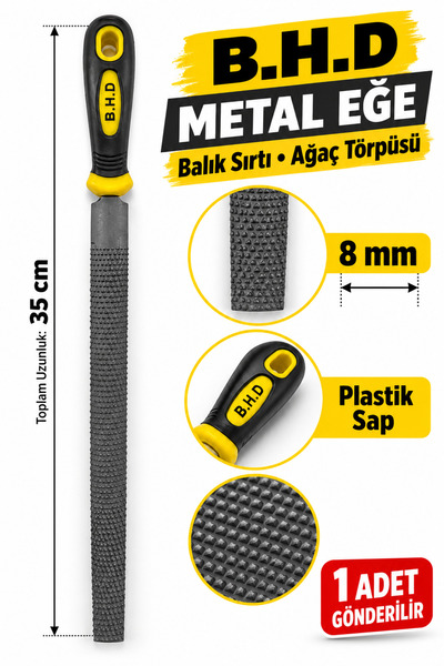 Bhd B.H.D 8 mm Plastik Saplı Balık Sırtı Metal Eğe (Ağaç Törpüsü) Toplam 35 C...
