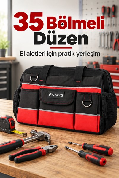 Alveta Profesyonel Hırdavat El Aletleri Tamir Bakım Onarım Takım Çantası L Boy Omuz Askılı 8684250502