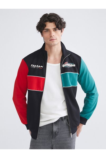 LC Waikiki Özmarka New Season Color Block Men's Zippered Sweatshirt