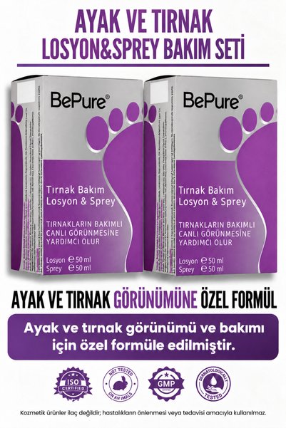 Bepure Ayak Ve Tırnak Mantar, Kasıntı ve Koku Losyon Ve Sprey Seti 200 ml (2 ...
