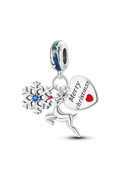 Choice10 KTC1360 925 Silver Charms Golden Santa Claus Gingerbread Pendant Bea...
