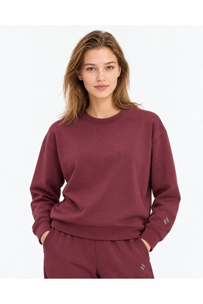 SKECHERS W Lounge Loose Crew Neck Sweatshirt Kadın Bordo Sweatshirt S2620199-3877