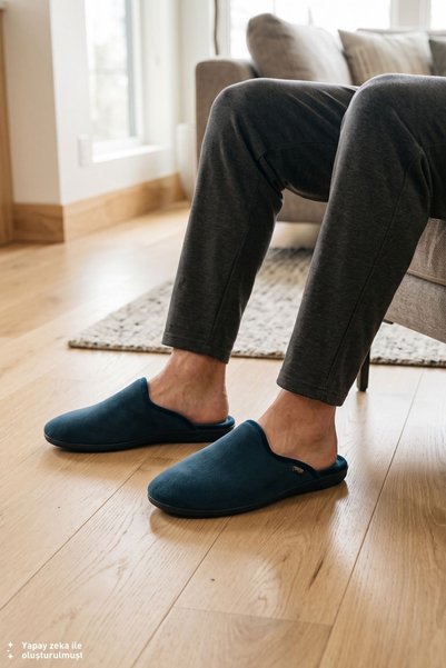 Twigy Alexander Suede Men's House Slippers Navy Blue 41/46