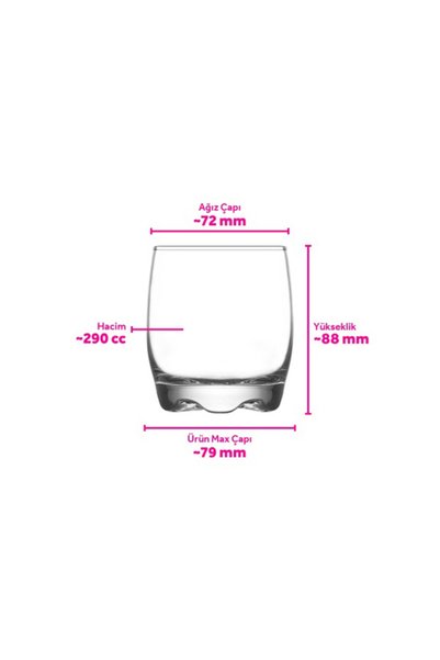 LAV Adora Glass Whiskey Glass Set of 6 290 ml (Soft Drink/Cocktail Glass)