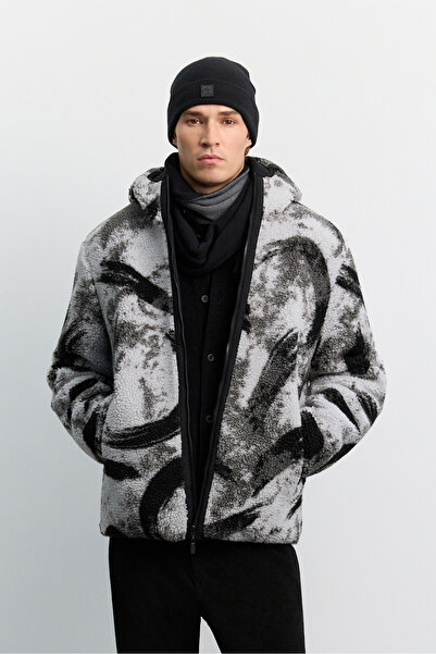 Avva Men's Black Hooded Double-Sided Warm Windproof Plush Comfort Fit Coat A6...