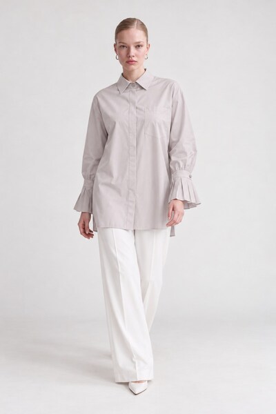 Levidor Sleeve Pleat Detail Shirt Stone