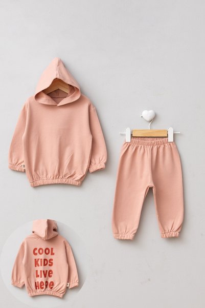 LOGO AKSESUAR Unisex Baby and Child Hooded Printed 100% Cotton 2 Thread Seaso...