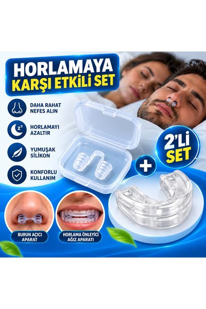 RUBi WEAR HORLAMA SETİ 2'Lİ - Anti Horlama Ağız Aparatı – Burun Açıcı - Horla...