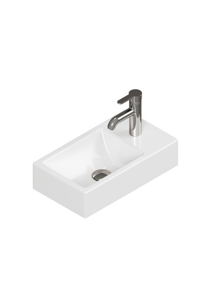 AQUA BAGNO Minizia Lavabo Beyaz 45x26x10 cm – Sağdan Delikli, Taşma Delikli, ...