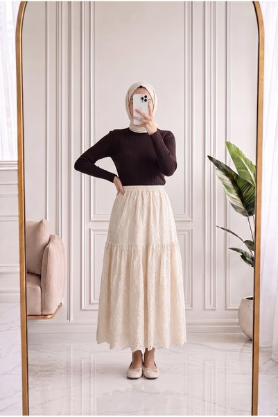 Holehola Gülzar Ribbed Knitwear Sweater-Kr6055 Brown