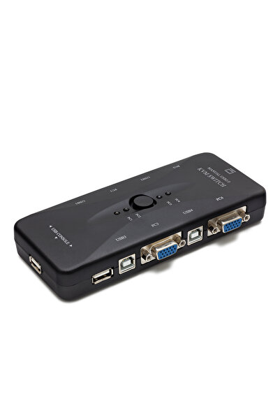 Angel Of Life Vga Usb Kvm Swıtch 4 In 1 Out + 4 Port Usb Console - Sıyah HD230