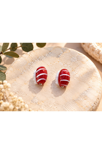 ADAMODART Handmade Murano Glass Nigiri Sushi Beads (2 Pieces)