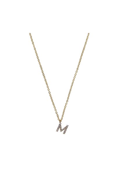 OEM Colier Lant de Culoare Auriu cu Litera M cu Strass pentru Femei – Accesor...