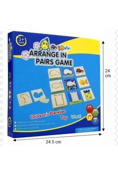 OEM Joc educativ din lemn pentru asocieri și atenție, 32 de piese, cu șablon și săculeț, 24,5 x 24,5 cm