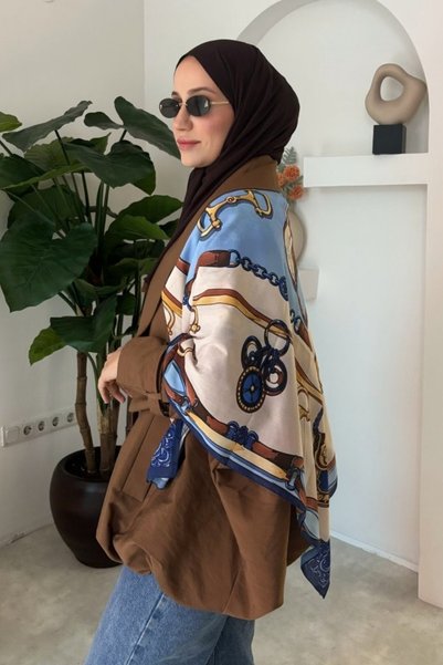 Tesettür Diyarı İrina Omuz Şalı- Mavi