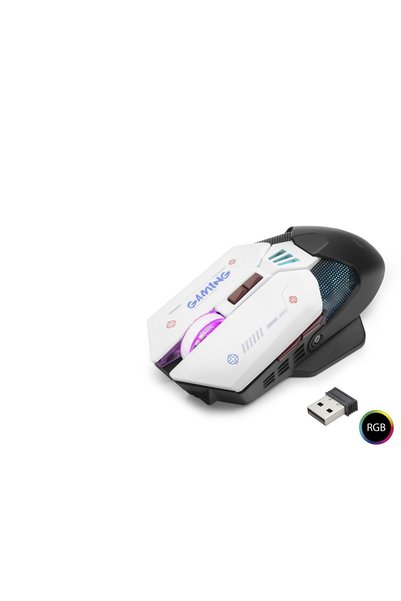 Angel Of Life W19 Kablosuz Gaming Mouse Dual Mod 10000 Dpi 7 Tuş Makro 1000 Hz Rgb - Siyah Beyaz