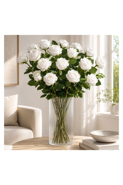 OEM Floare Artificială Trandafir Alb 68 cm – Decor Realist pentru Casă și Eve...