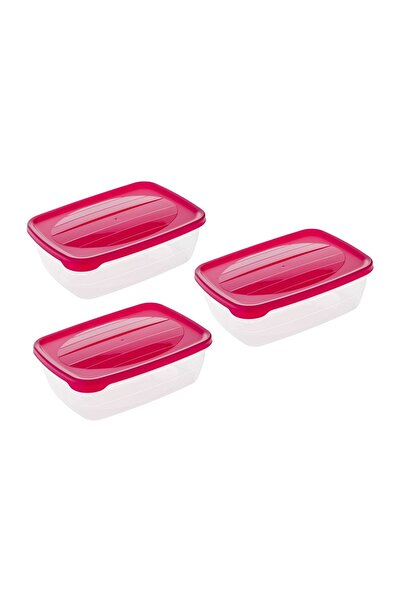 OEM Set Caserole Transparente cu Capac Fucsia 2 L – 3buc – Depozitare și Orga...