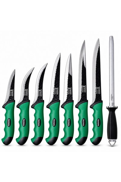 Rovitech Set de cuțite de măcelărie din 8 piese, 7 cuțite pentru feliere, dez...