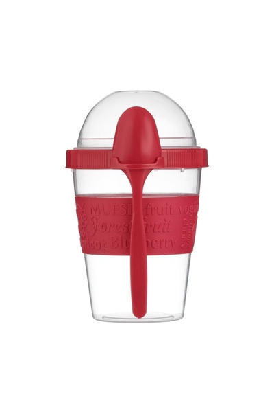 OEM Caserolă din Plastic Take Away Snack cu Lingura Roșie 600 ml – Depozitare...