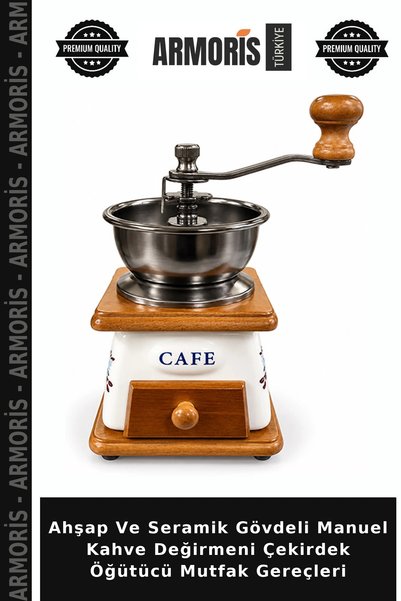 Armoris Wooden and Ceramic Body Manual Coffee Grinder Bean Grinder Kitchen Ut...