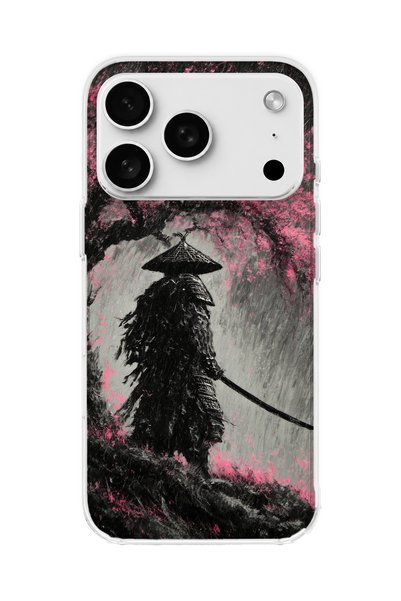 lelia iPhone 18 Pro Compatible Samurai Full Moon Printed Transparent Phone Case
