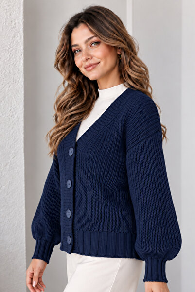 benguen Buttoned Knitwear Cardigan N512 Navy Blue