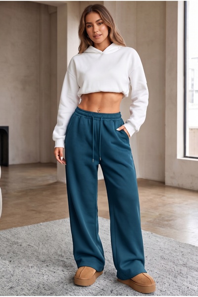thefun fashion Pantaloni de trening de iarnă pentru femei, cu 3 fire, cu flee...