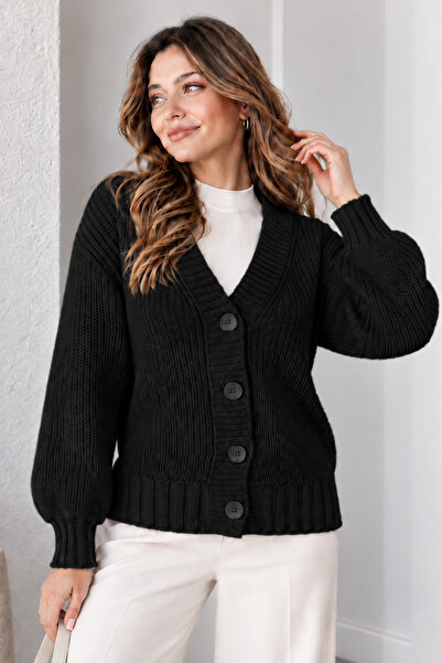 benguen Buttoned Knitwear Cardigan N512 Black
