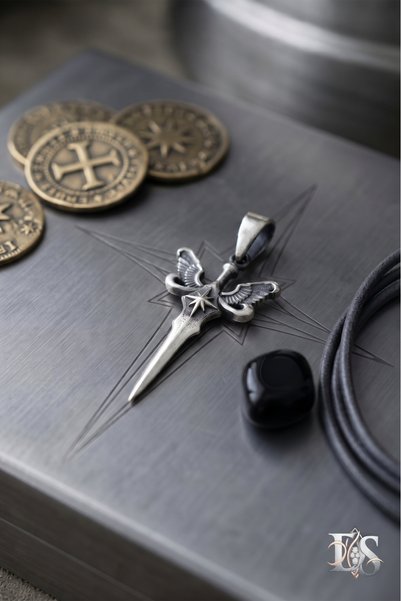 duru silver 925 AYAR GÜMÜŞ KANATLI KILIÇ OTANTİK KOLYE UCU