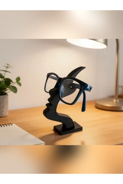 BESA3DPrototype Modern Face Silhouette Glasses Stand – Decorative Eyewear Holder, 3D Printing Desktop Organizer, Black