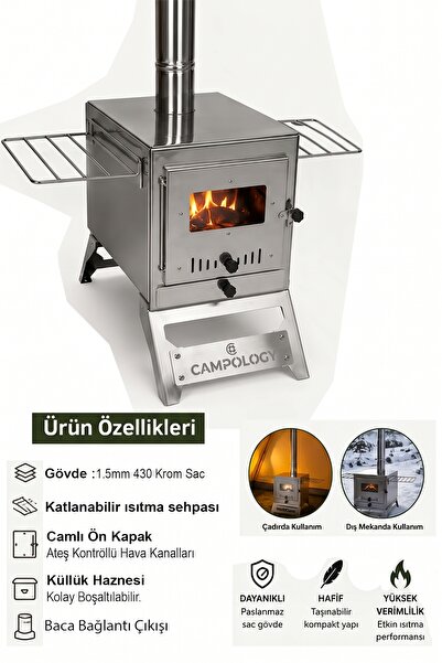Campology Lüks XL Krom Çadır Sobası